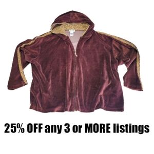 Zip Up Leopard Hoodie Size 3X Jacket Fleece Velvet Velour Cheetah Animal Print